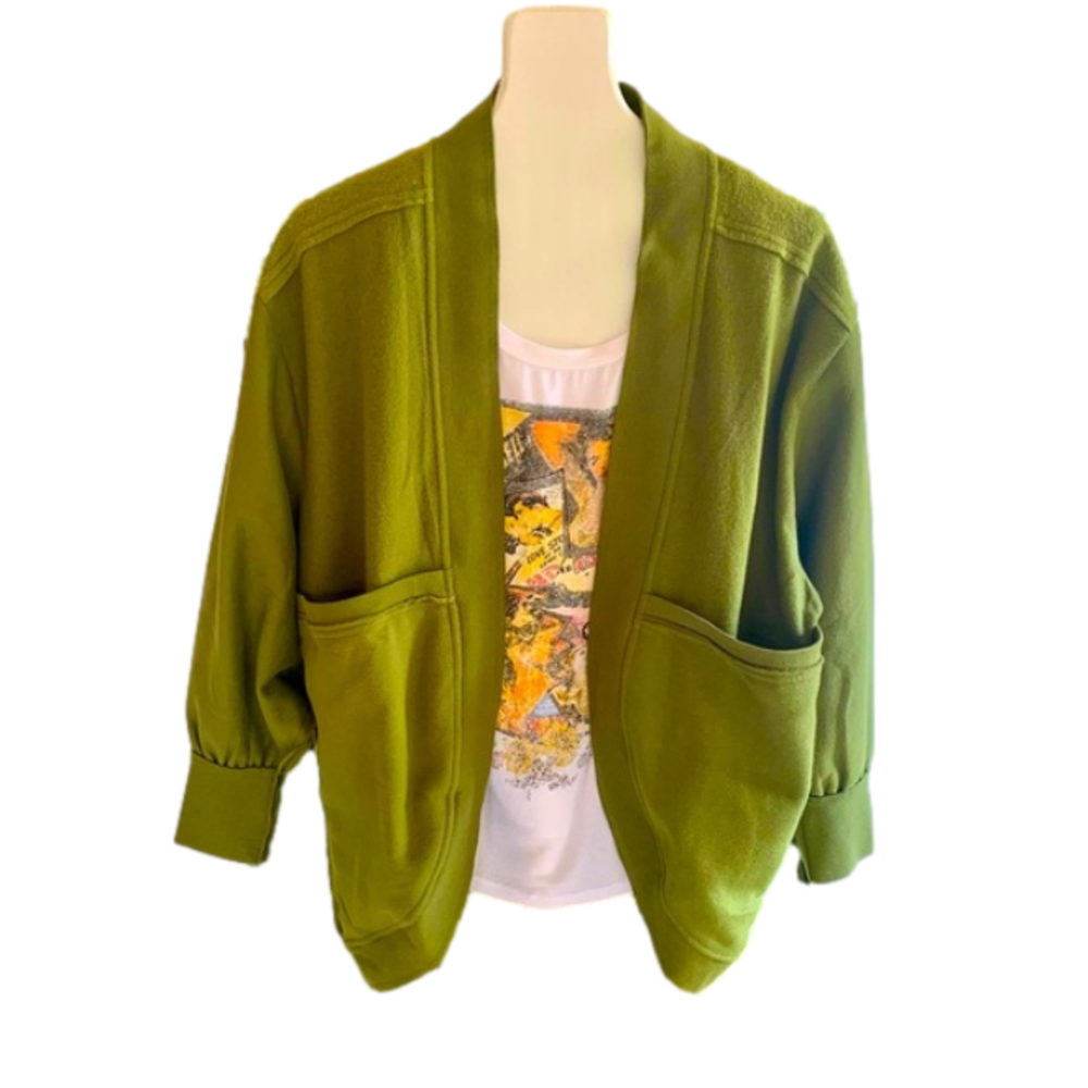 CHELSEA & THEODORE Oversized Green Fleece Jacket With Big Pockets
